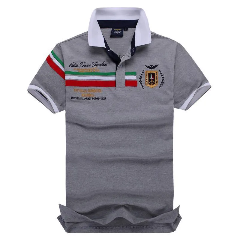 Aeronautical Polo Shirt Men's Boutique Embroidery Breathable-Ash