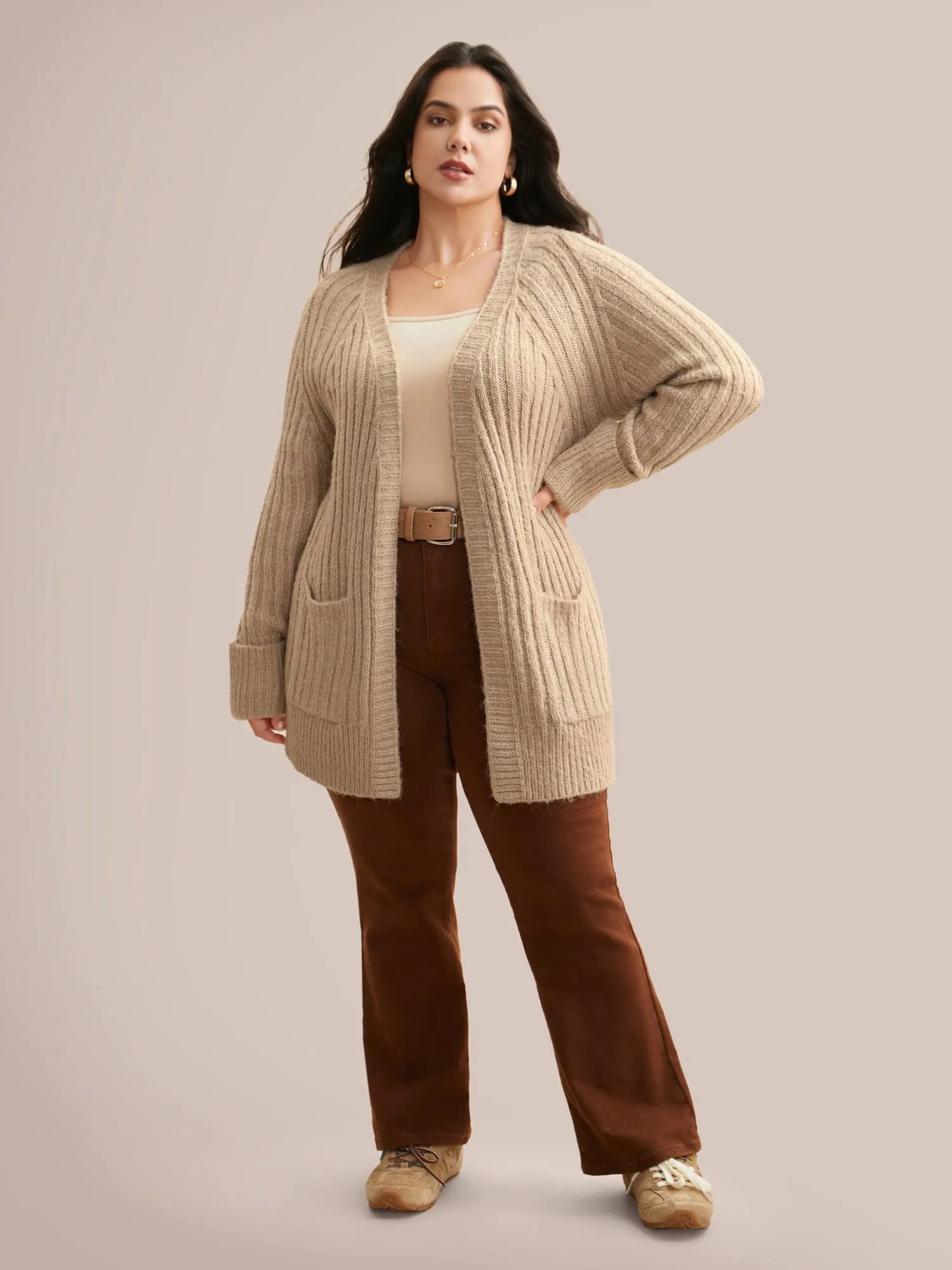 Airy Cozy Solid Raglan Sleeve Wool Cardigan