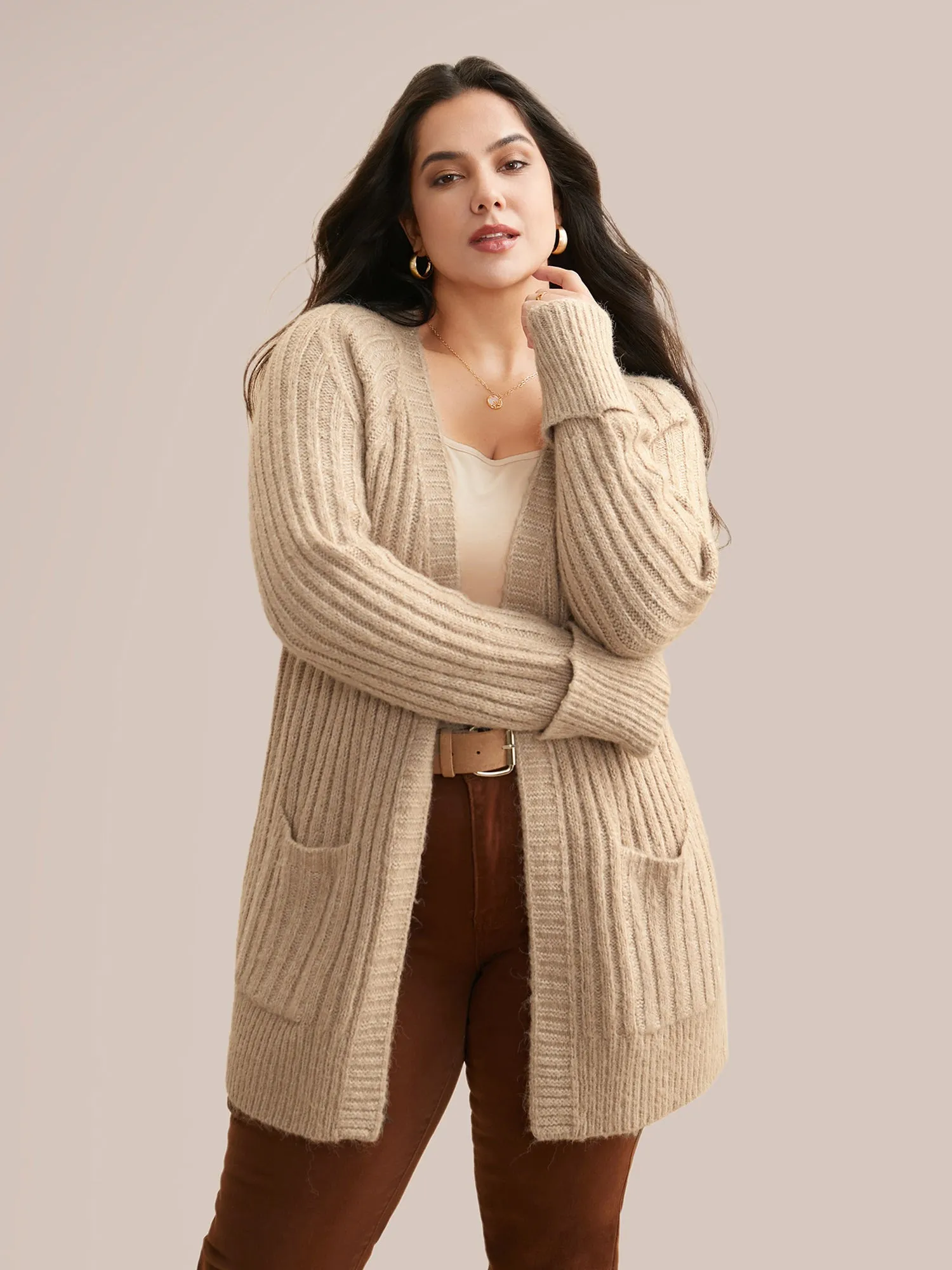 Airy Cozy Solid Raglan Sleeve Wool Cardigan