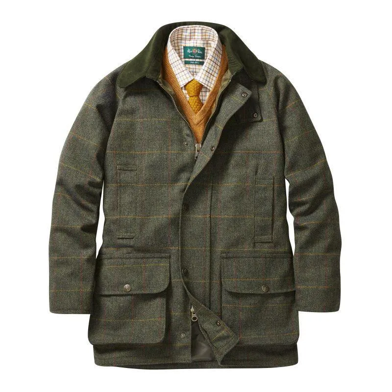 Alan Paine Rutland Mens Tweed Waterproof Shooting Coat - Seaweed