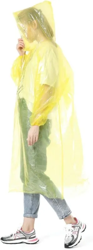 Alfachy Pack of 5 Disposable Light Weight Rain Poncho for Adults