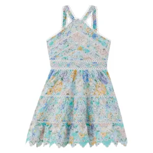 AZURE EMBROIDERED FLOWY DRESS