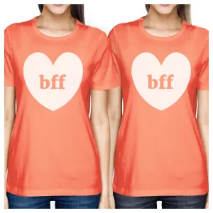 Bff Hearts BFF Matching Peach Shirts