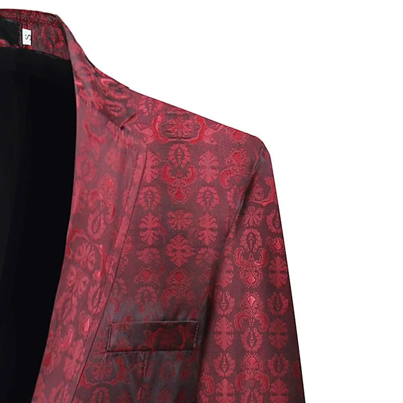 Blazer à un bouton à imprimé graphique rétro pour homme