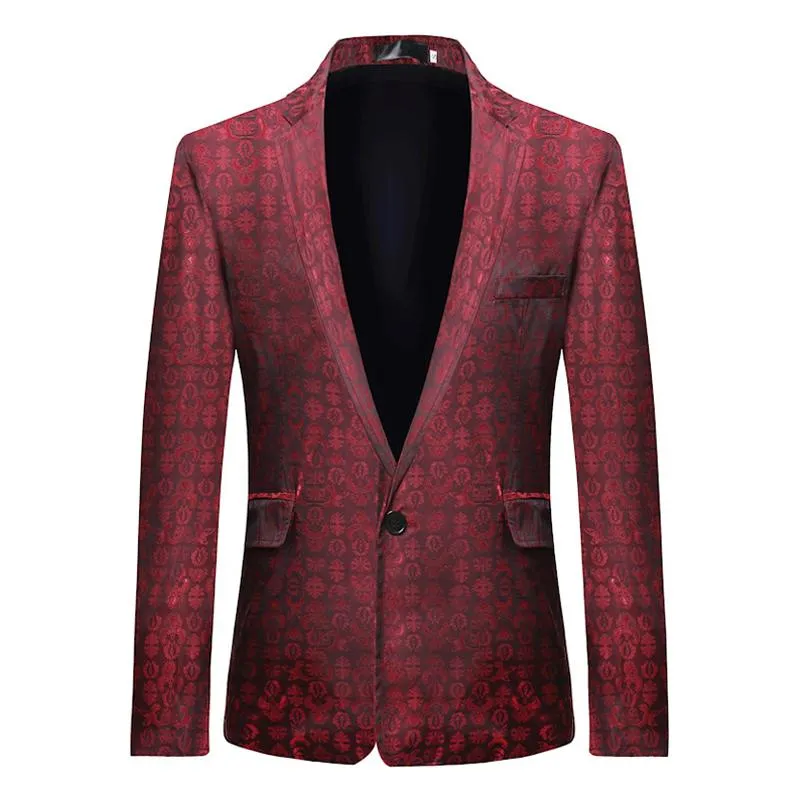 Blazer à un bouton à imprimé graphique rétro pour homme