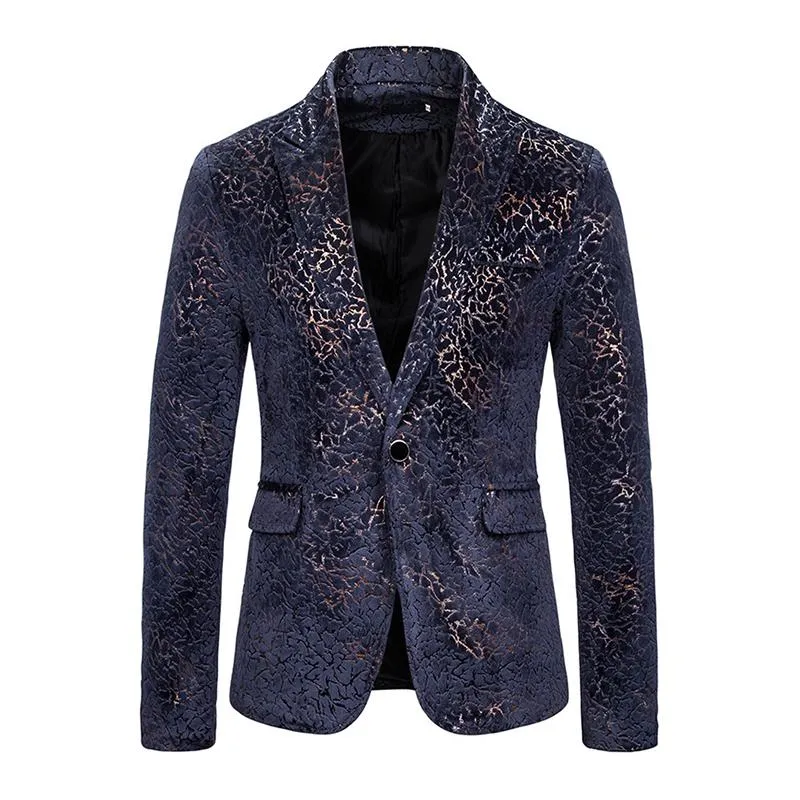 Blazer à un bouton à revers bronzant vintage pour homme