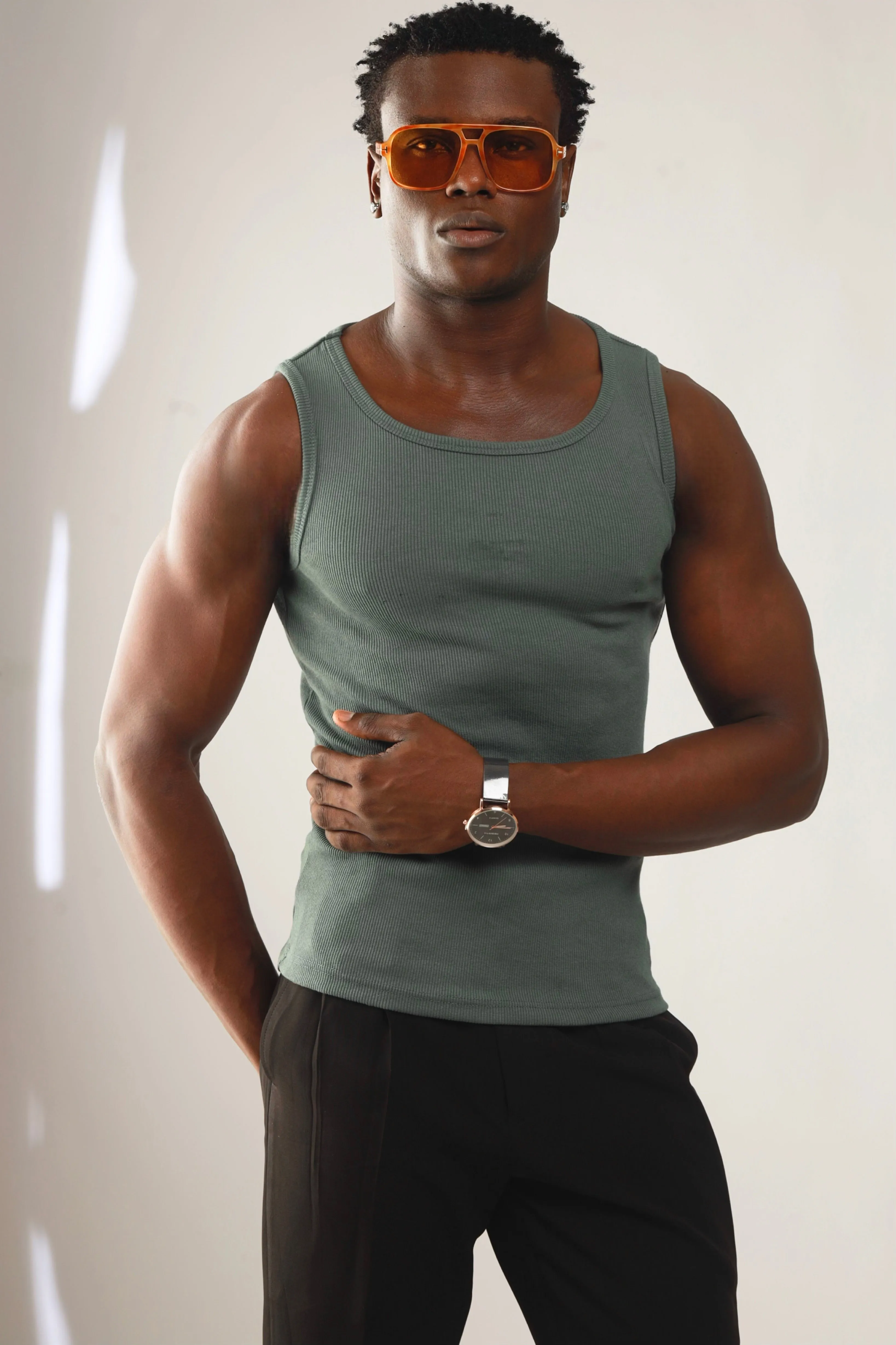 Calix Breathable Compression Tank Top (460G)(Premium Quality) - Xanadu Green