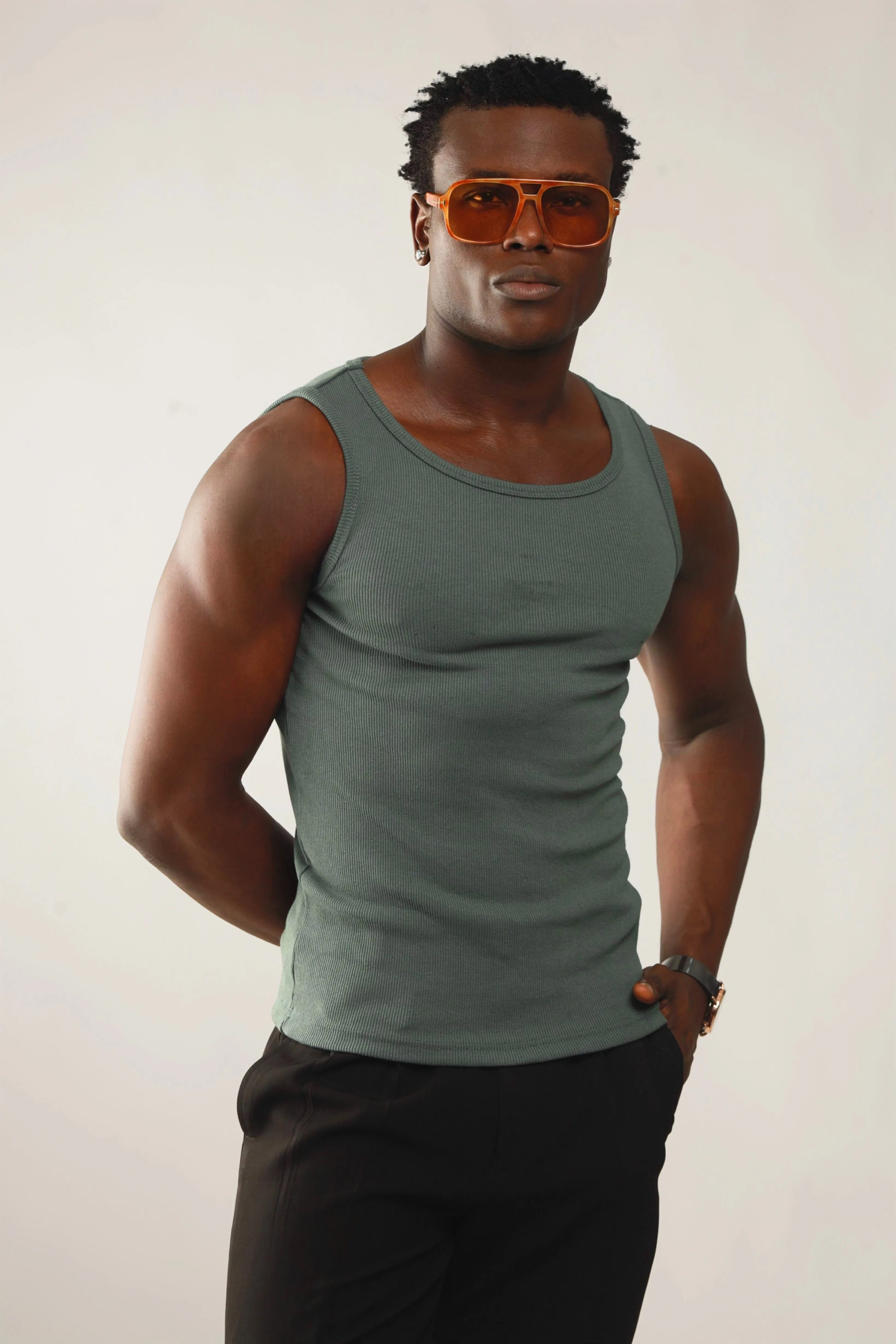 Calix Breathable Compression Tank Top (460G)(Premium Quality) - Xanadu Green