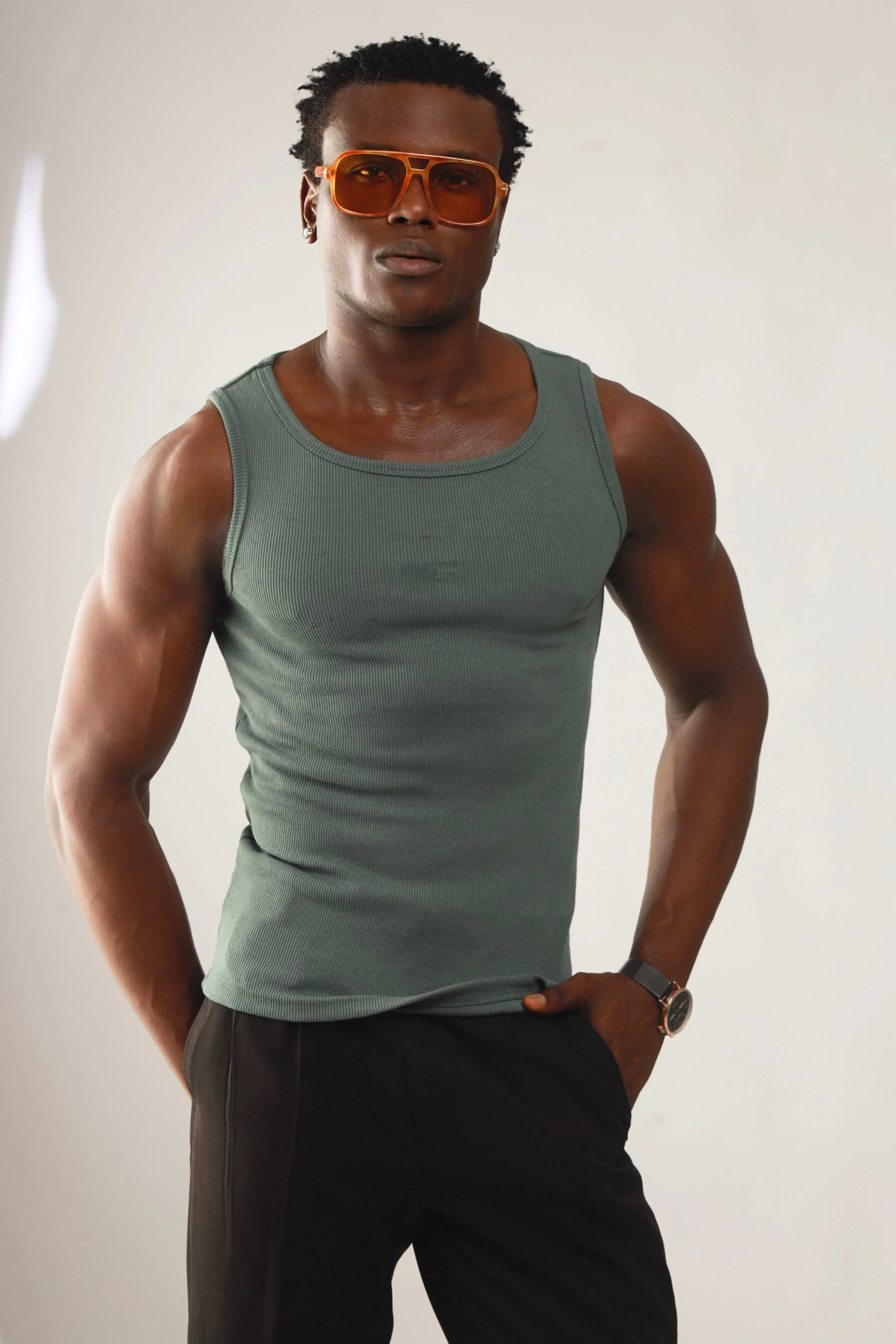 Calix Breathable Compression Tank Top (460G)(Premium Quality) - Xanadu Green