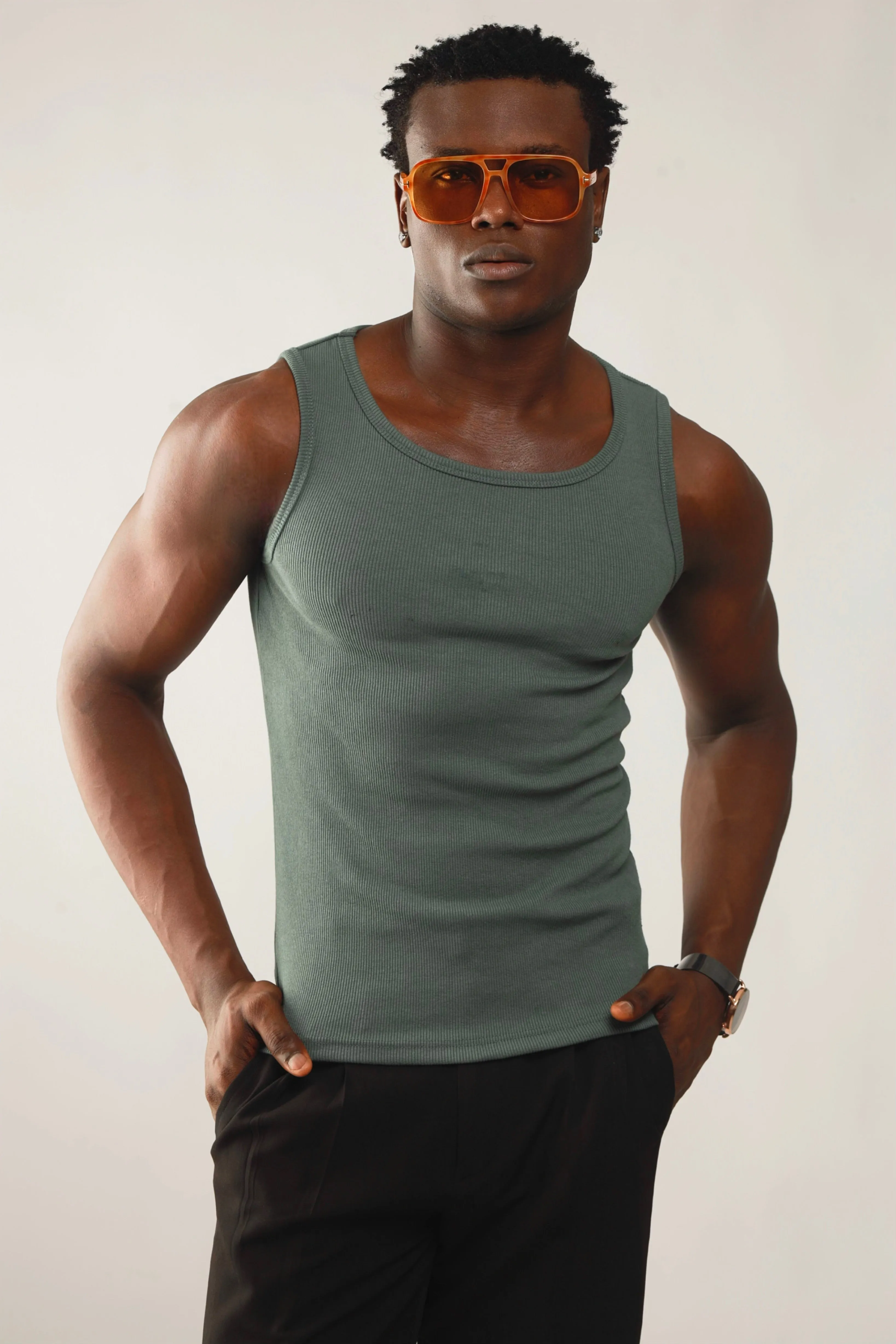 Calix Breathable Compression Tank Top (460G)(Premium Quality) - Xanadu Green