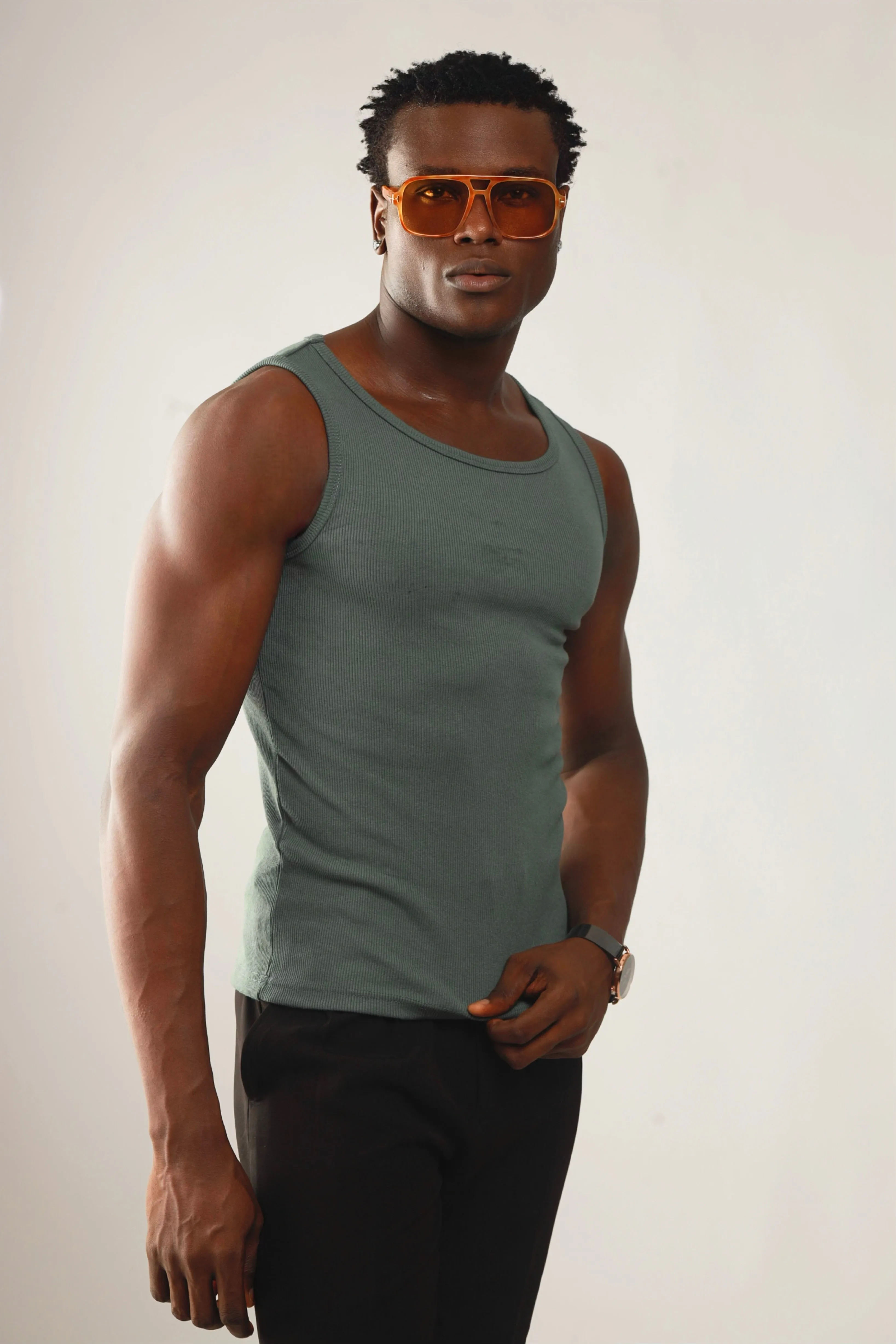 Calix Breathable Compression Tank Top (460G)(Premium Quality) - Xanadu Green