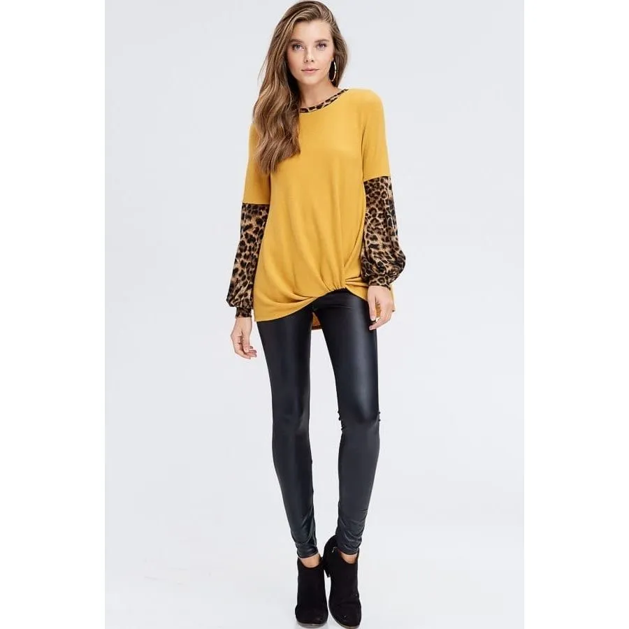 Cheetah Puff Sleeve Knit Sweater