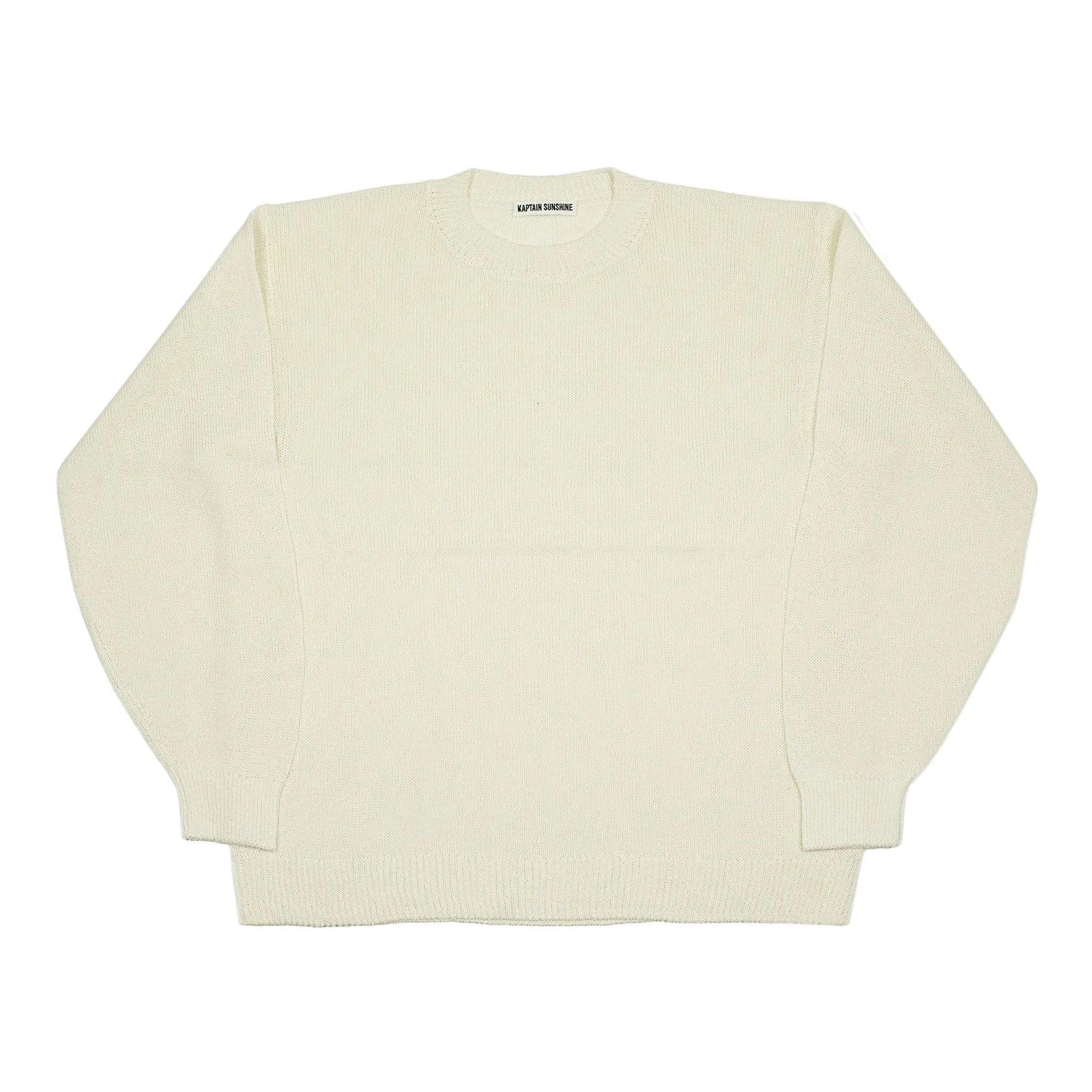 Crewneck sweater in ecru cotton and paper