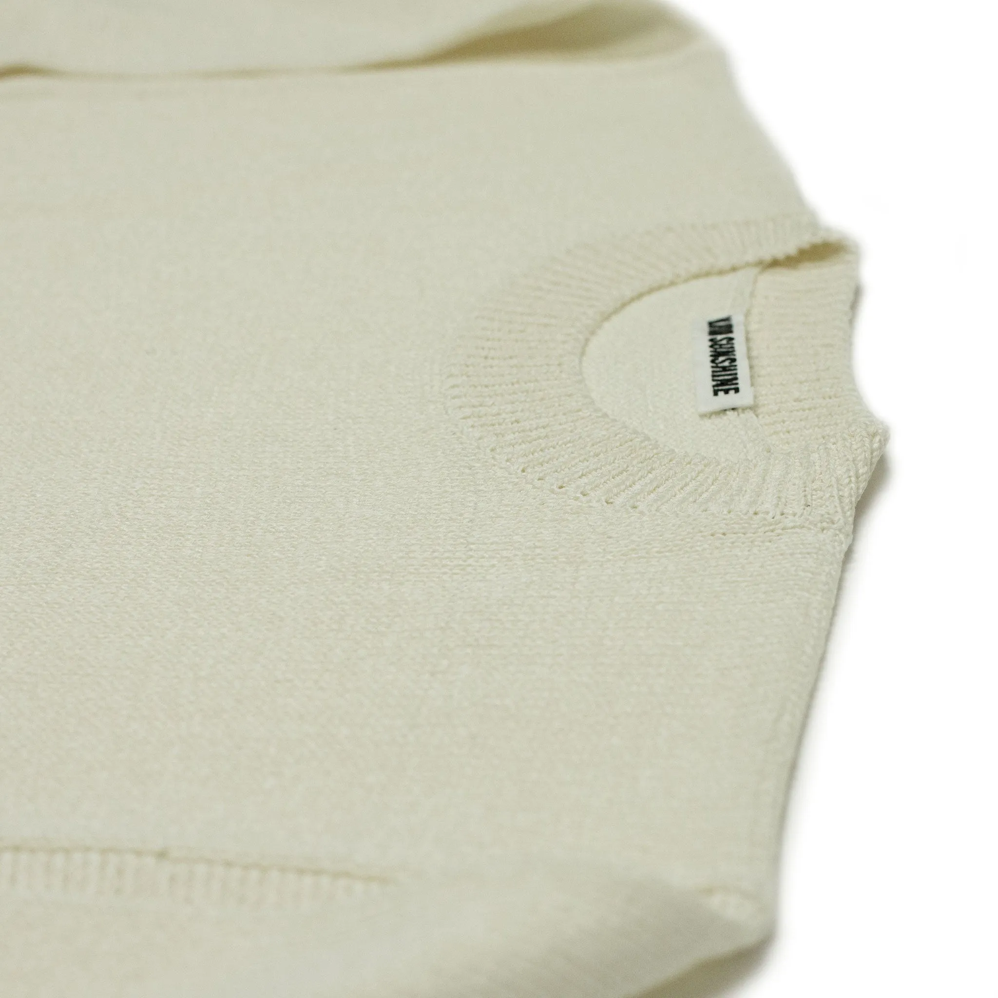 Crewneck sweater in ecru cotton and paper