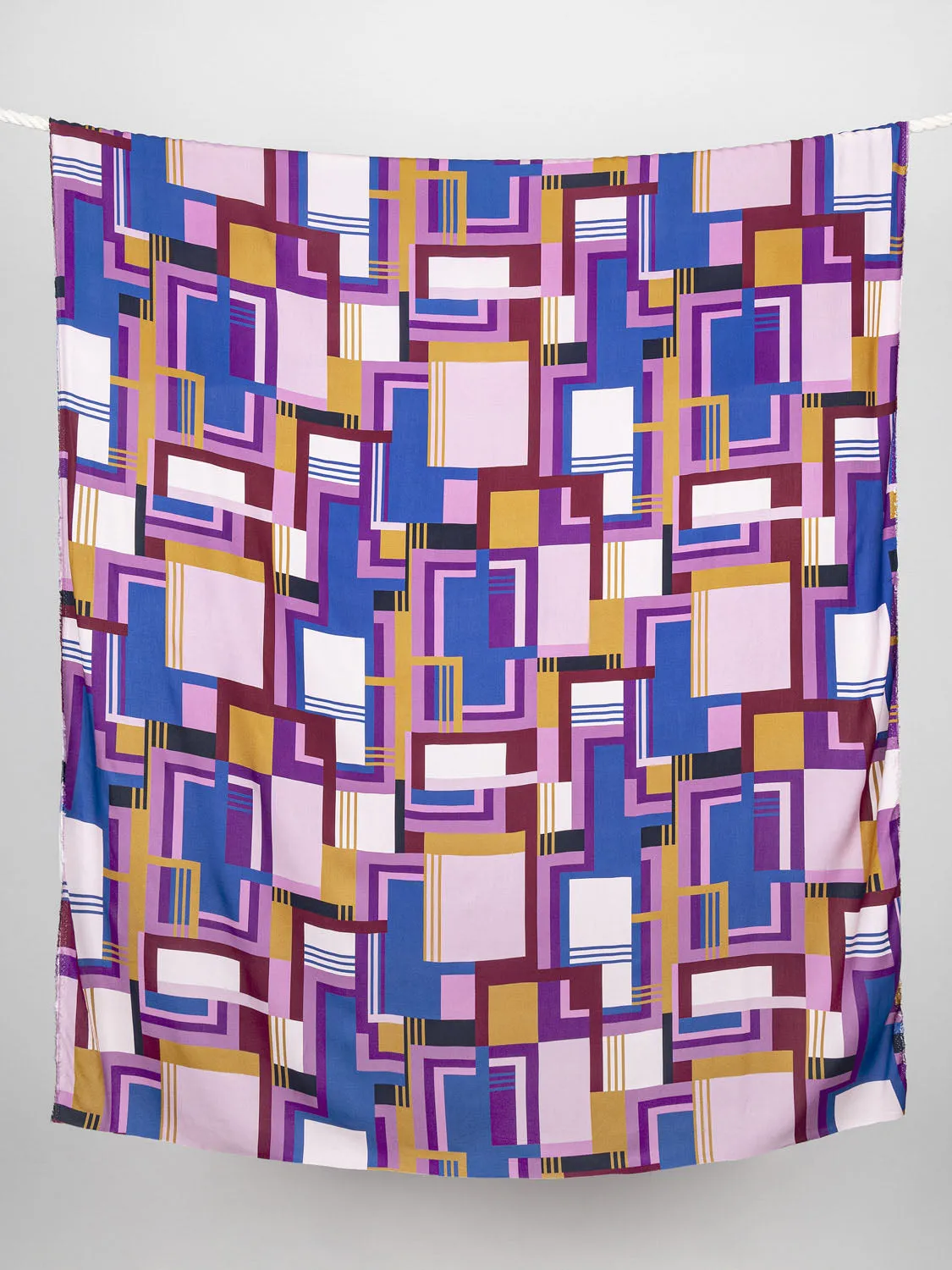 Deconstructed Plaid Print Viscose - Purple   Pink   Gold - Swatch