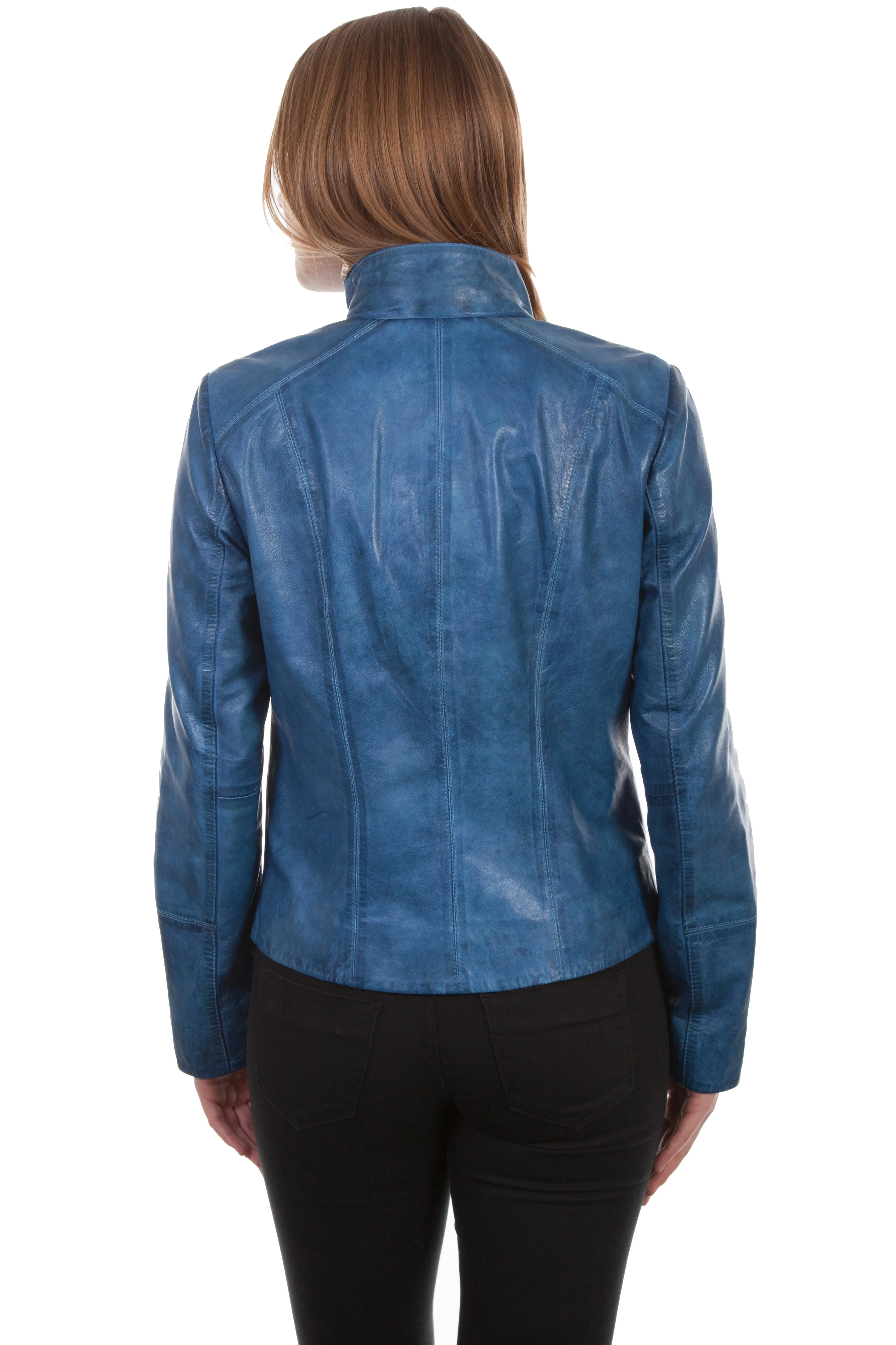 Denim Blue Leather Jacket at Bourbon Cowgirl