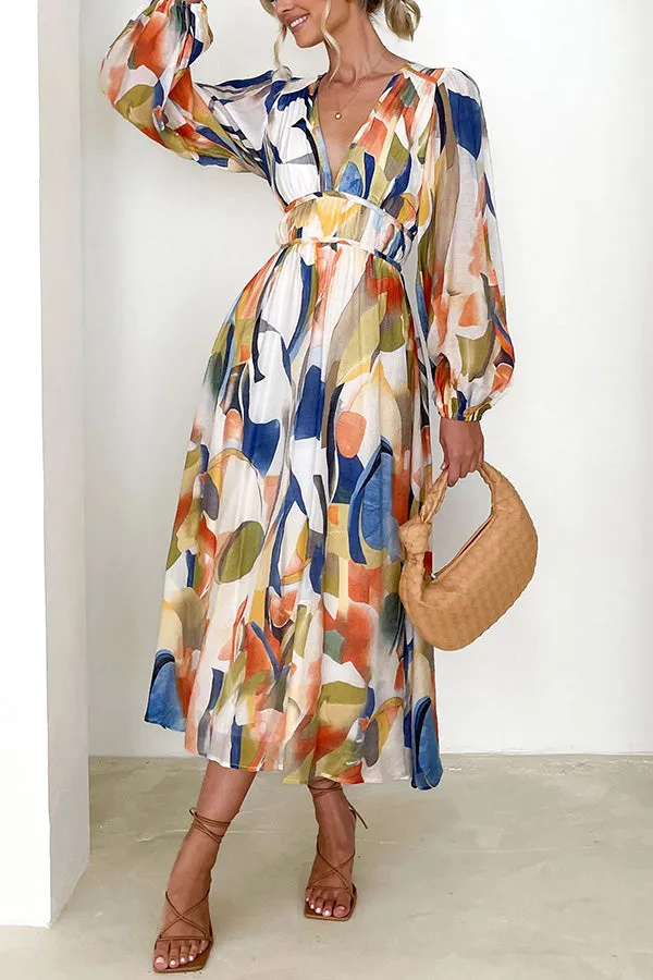 Eclipse Season Printed Long Sleeve Flowy Maxi Dress