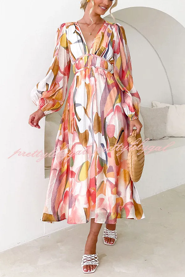 Eclipse Season Printed Long Sleeve Flowy Maxi Dress