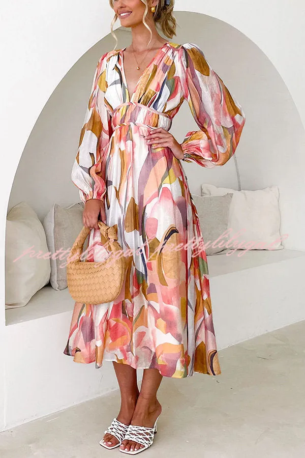 Eclipse Season Printed Long Sleeve Flowy Maxi Dress