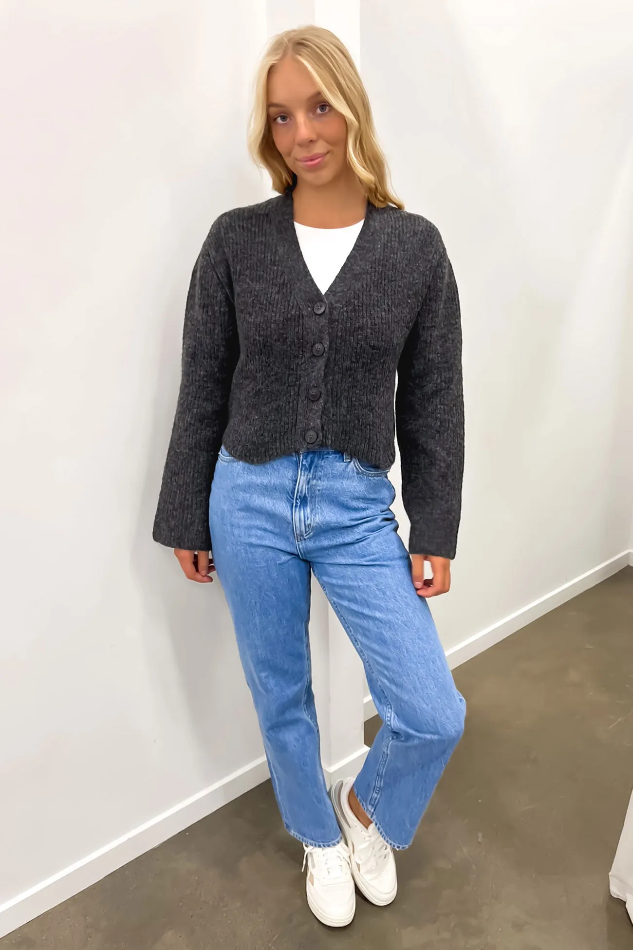 Eden Knit Cardi Charcoal