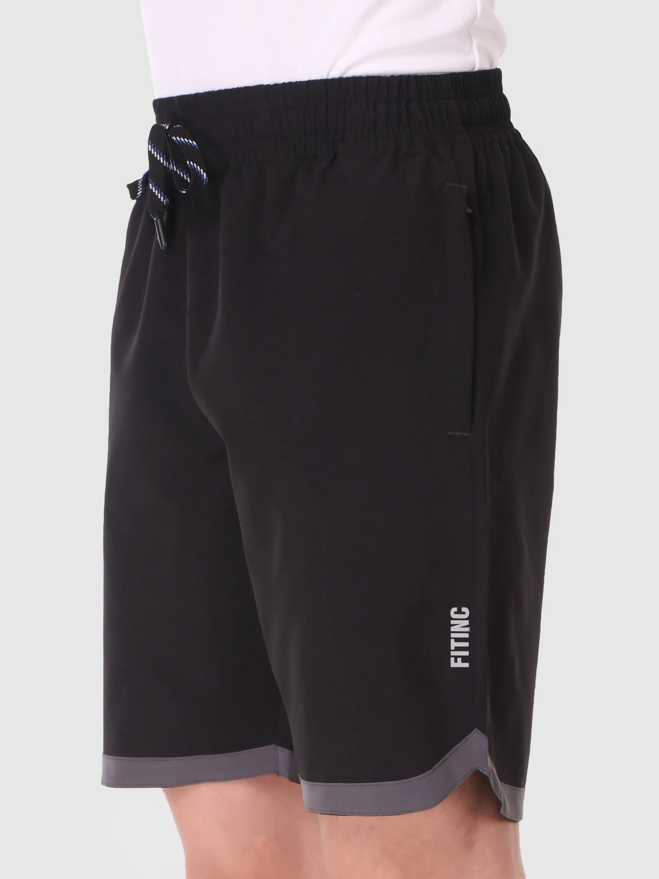 Fitinc N.S Lycra Black Shorts for Men with Zipper Pockets