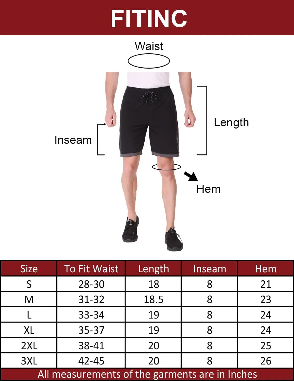 Fitinc N.S Lycra Black Shorts for Men with Zipper Pockets