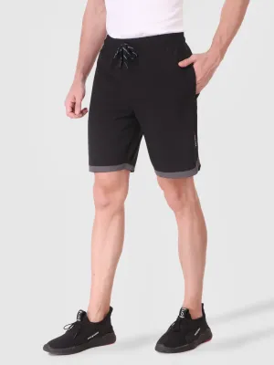 Fitinc N.S Lycra Black Shorts for Men with Zipper Pockets