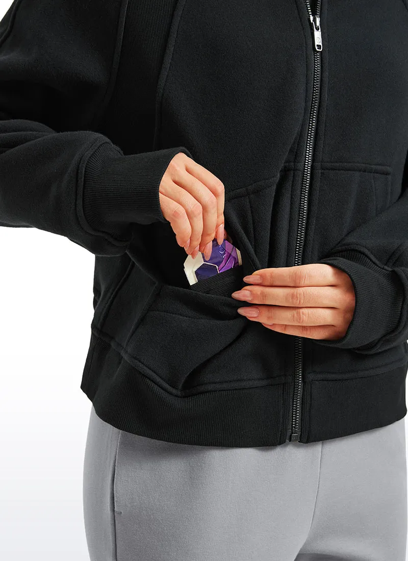 Fleece Lined Full Zip Hoodies with Thumb Holes