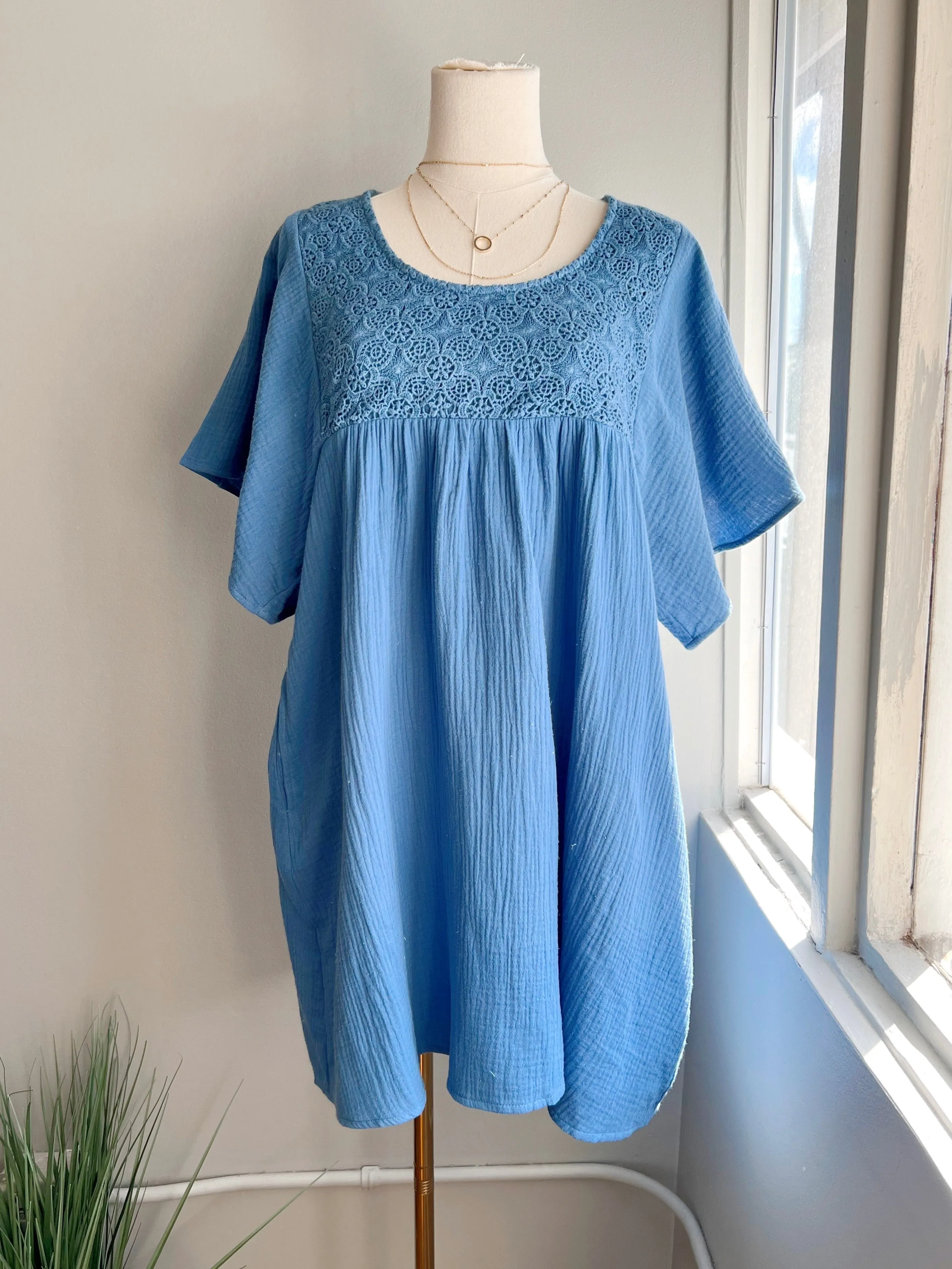 Gauze Crochet Dress (2 colors) (FINAL SALE)