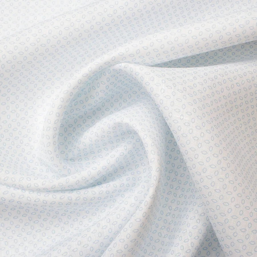 Geo Printed Superfine White Pure Linen