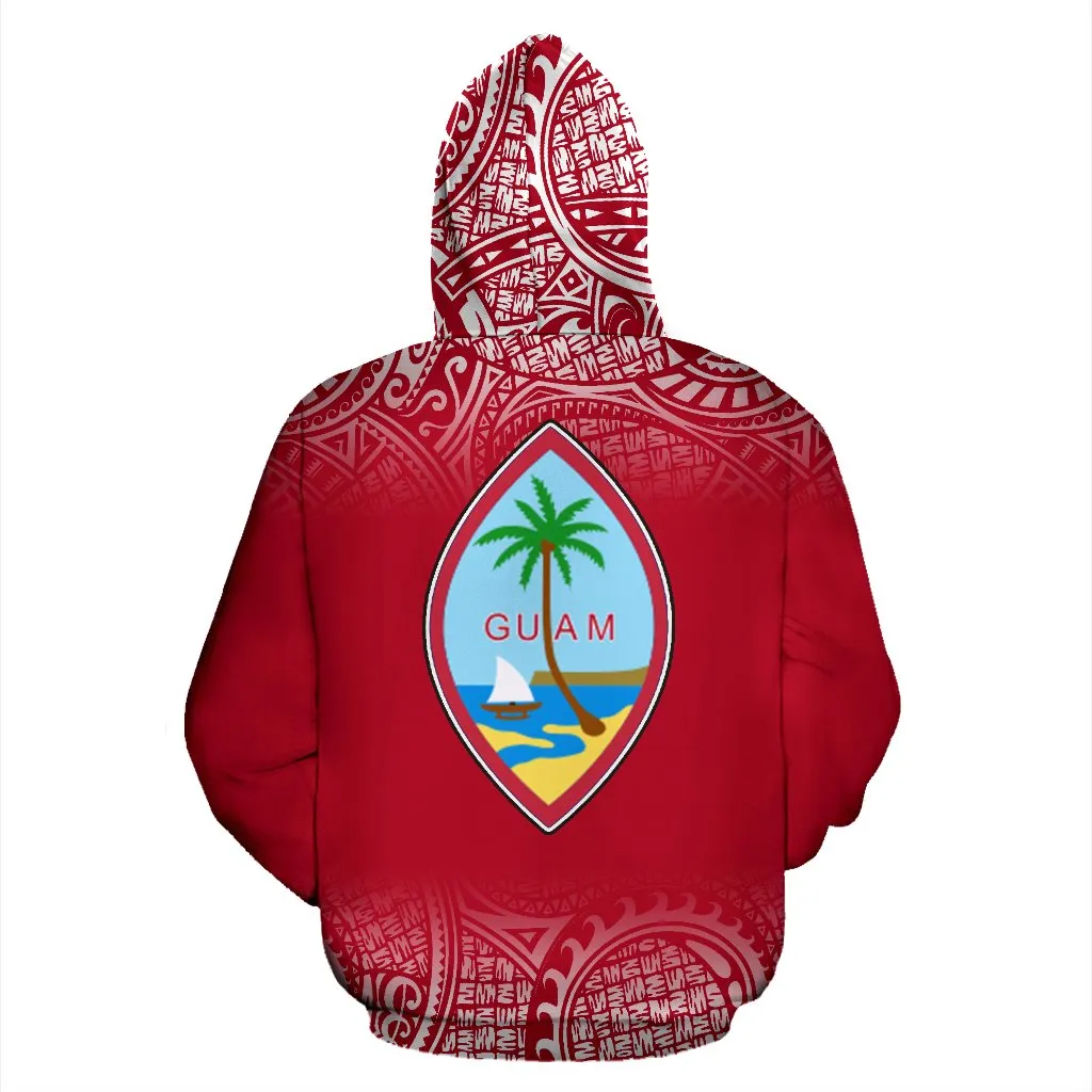 Guam Polynesian All Over Zip-Up Hoodie - Fog Version - Bn09