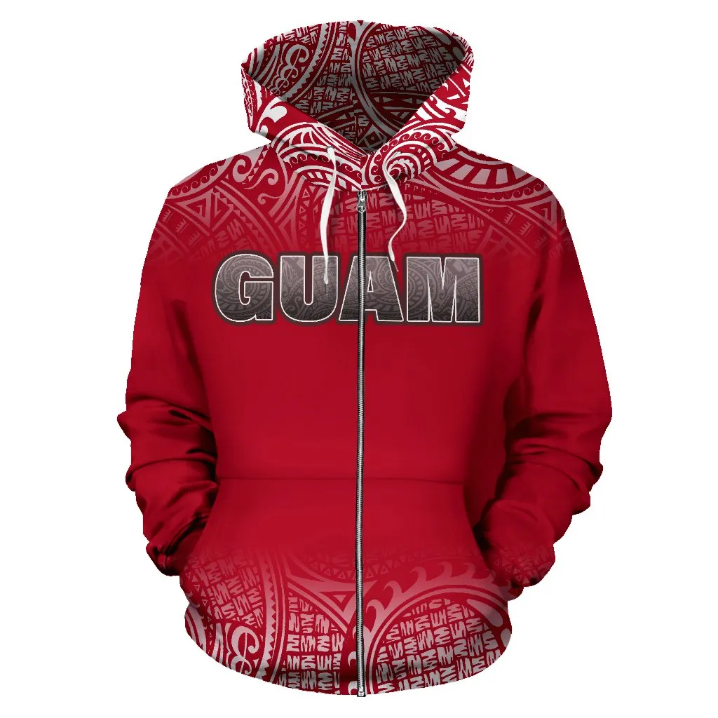 Guam Polynesian All Over Zip-Up Hoodie - Fog Version - Bn09