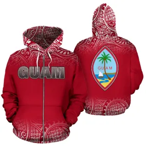 Guam Polynesian All Over Zip-Up Hoodie - Fog Version - Bn09