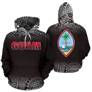 Guam Polynesian Black All Over Hoodie - Fog Version - BN09