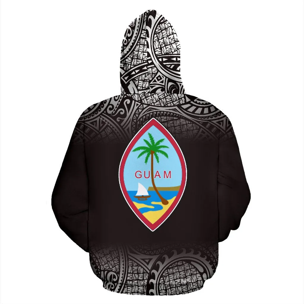 Guam Polynesian Black All Over Hoodie - Fog Version - BN09