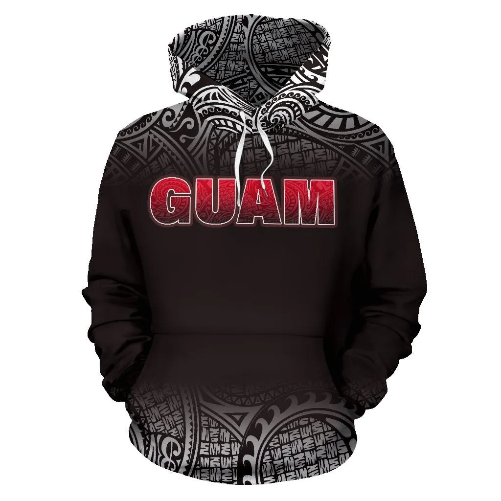 Guam Polynesian Black All Over Hoodie - Fog Version - BN09