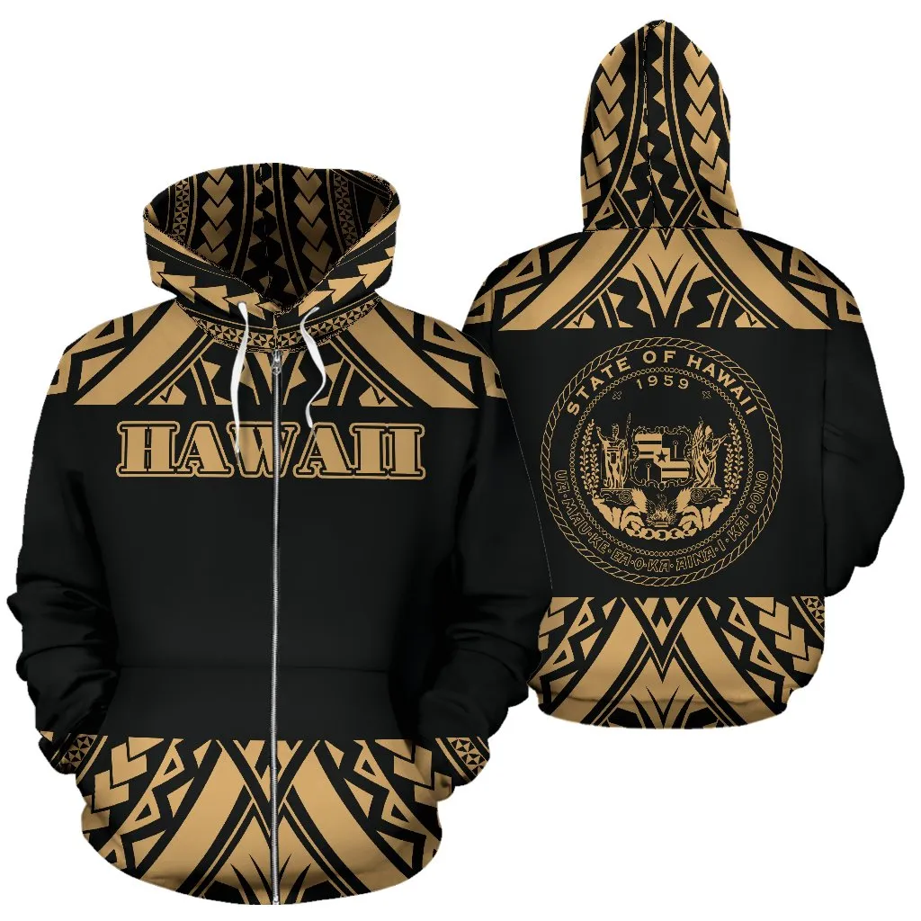 Hawaii Coat Of Arms All Over Zip-Up Hoodie - Bn01