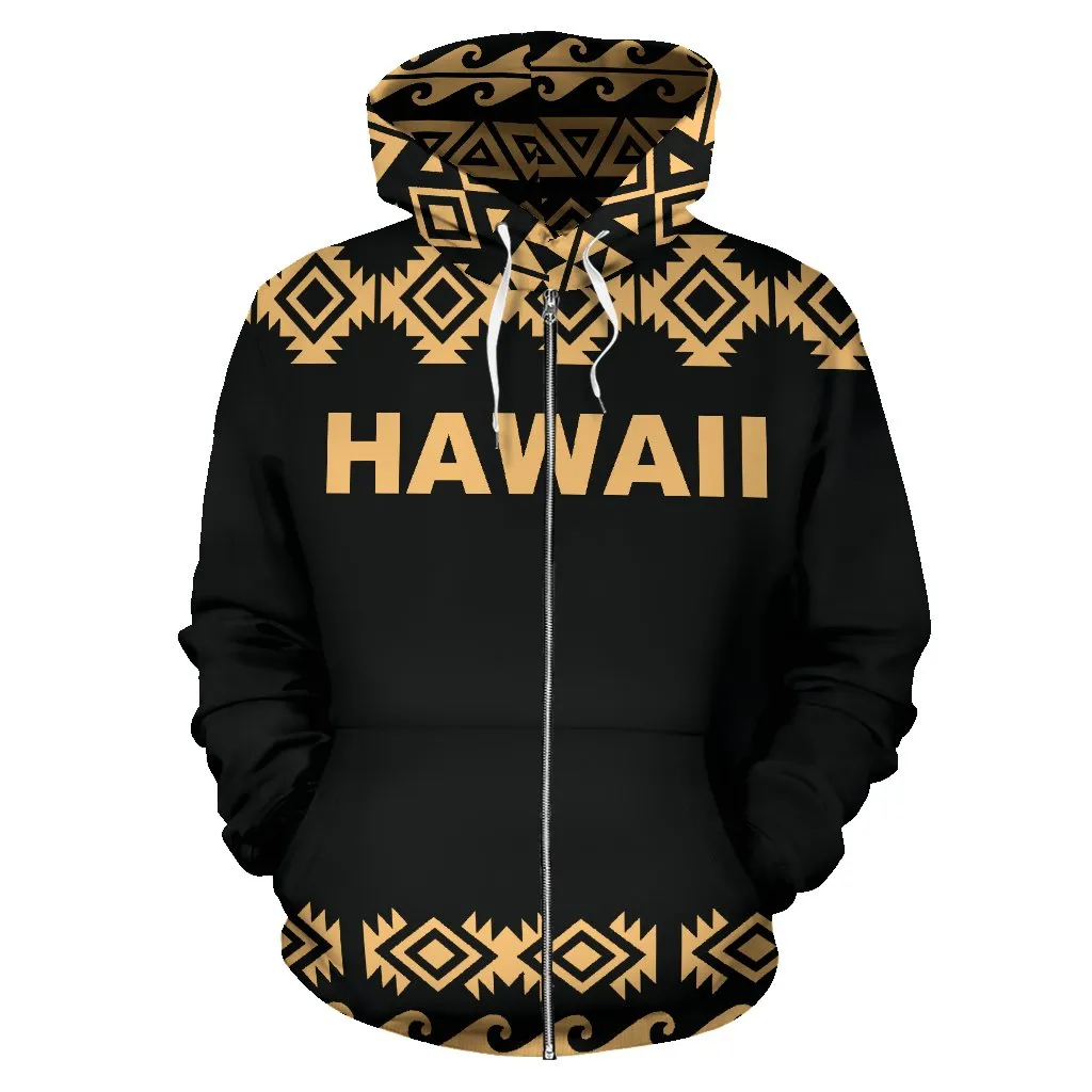 Hawaii Manta Ray Pattern Tribal Tattoo Zip Up Hoodie Bn01