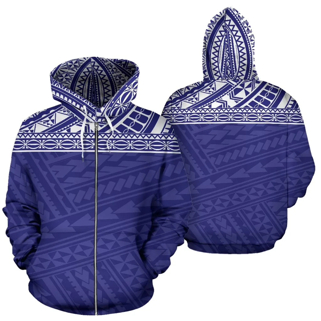 Hawaii Polynesian All Over Print Purple Pullover Hoodie Bn04