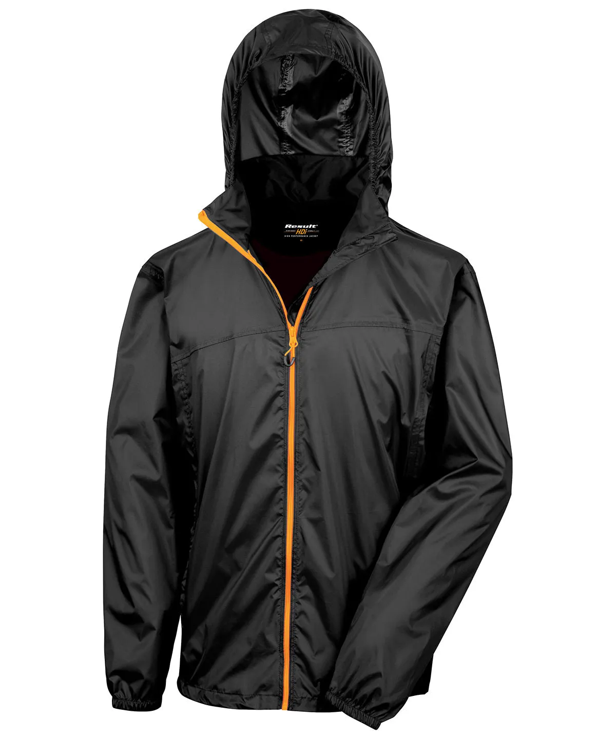 HDi quest lightweight stowable jacket | Black/Orange