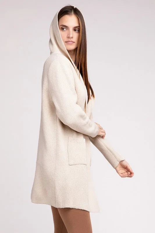 Hooded Open Front Cardigan