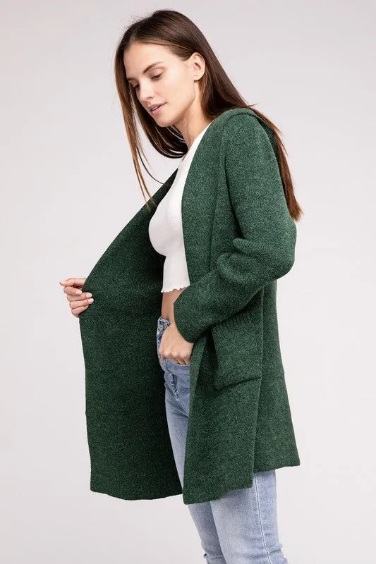 Hooded Open Front Cardigan