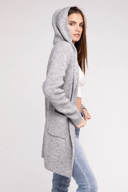 Hooded Open Front Cardigan