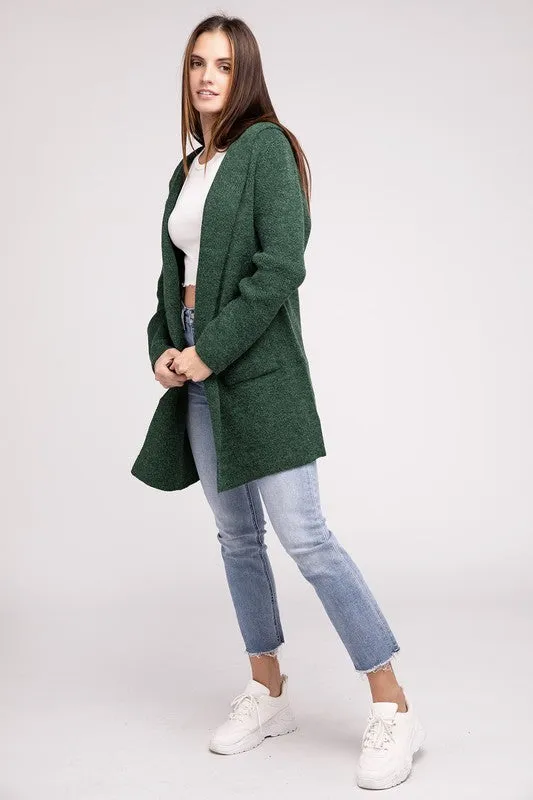 Hooded Open Front Cardigan