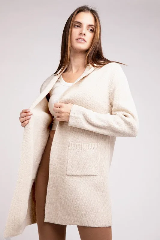 Hooded Open Front Cardigan