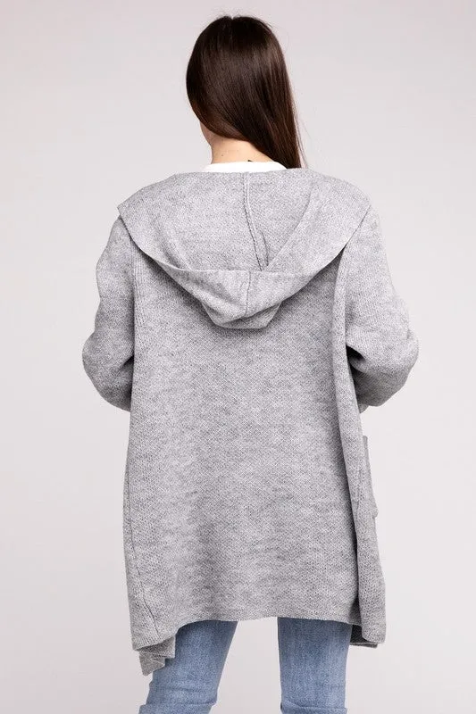 Hooded Open Front Cardigan