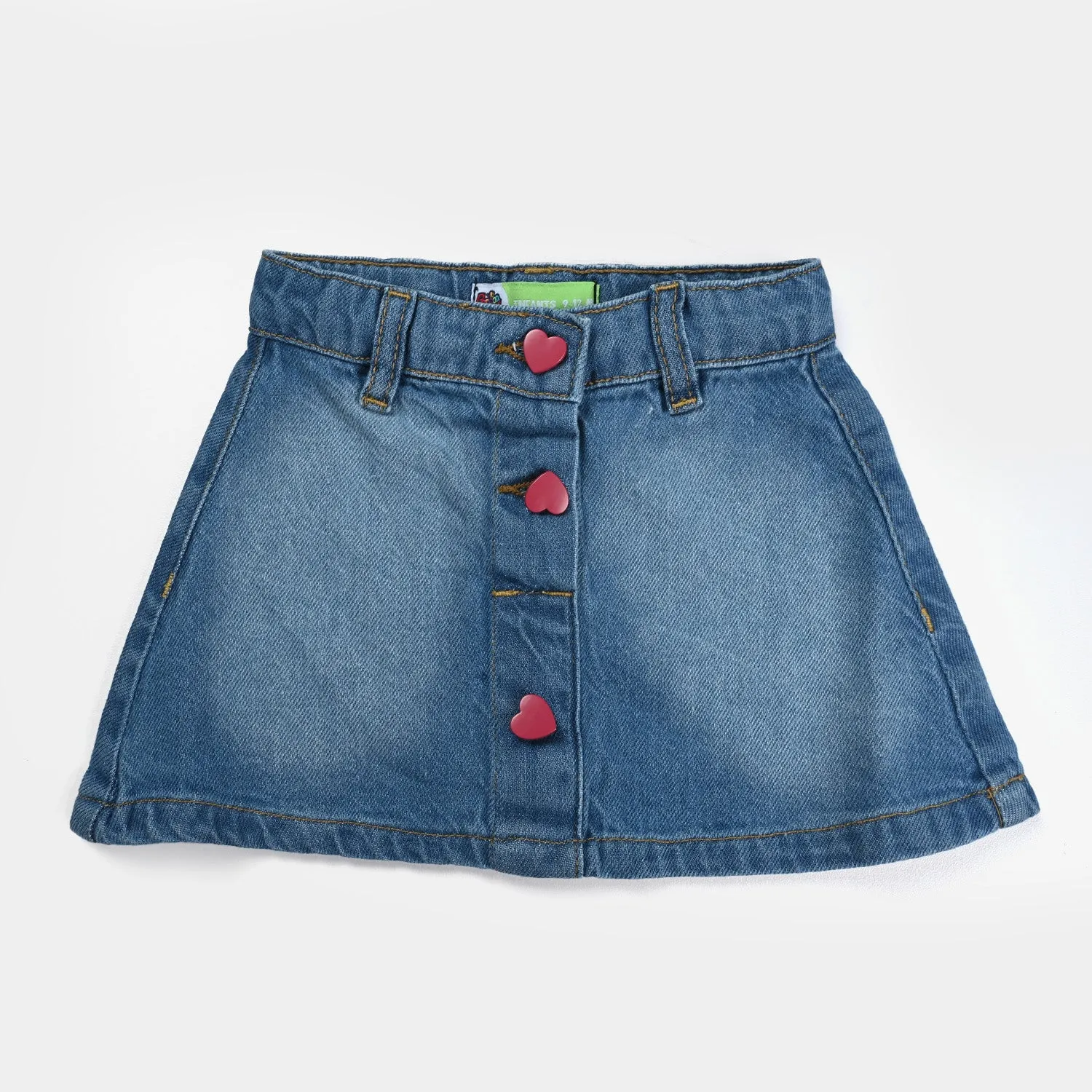 Infant Girls Denim Skirts Heart Button-L. Blue