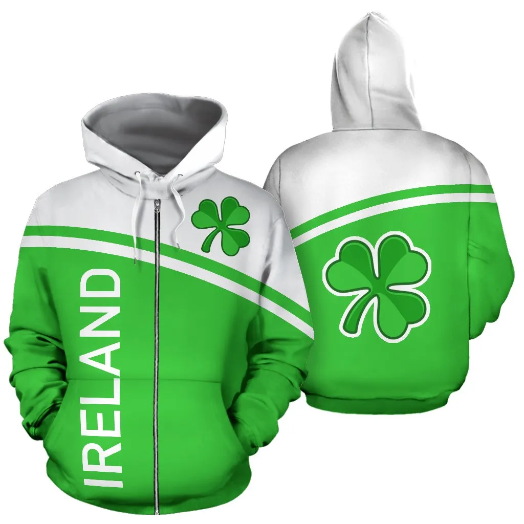 Ireland All Over Zip-Up Hoodie - Curve Version - Bn04