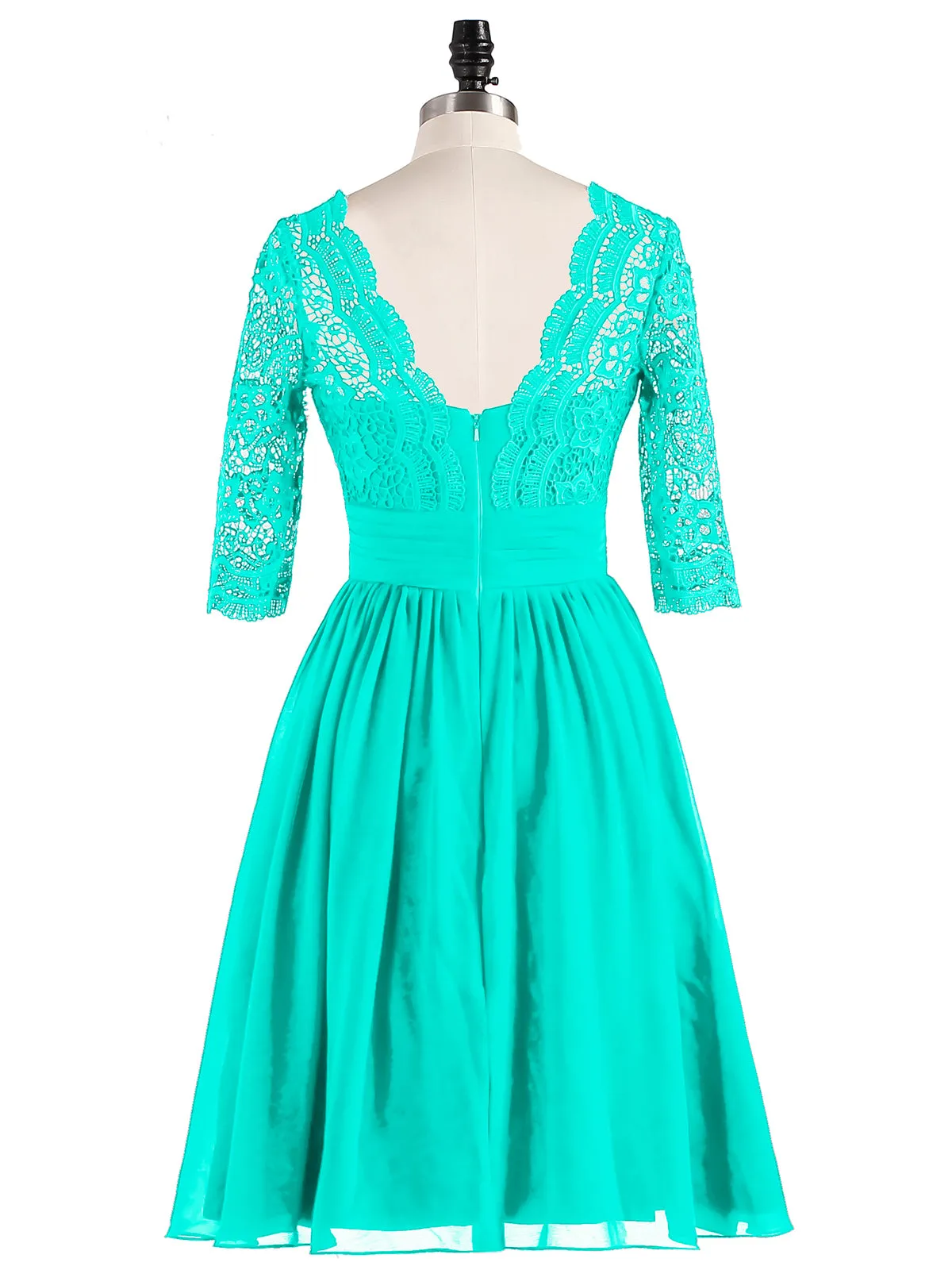 Lace and Chiffon Short Dress with Half Sleeves Spa