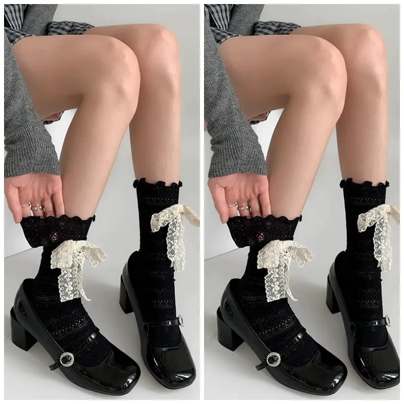 Lace Mesh Ribbon Summer Socks